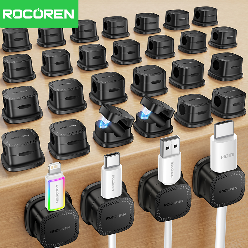 Desk Cable Clip - ROCOREN 30PCS Magnetic Cable Organizer Clips
