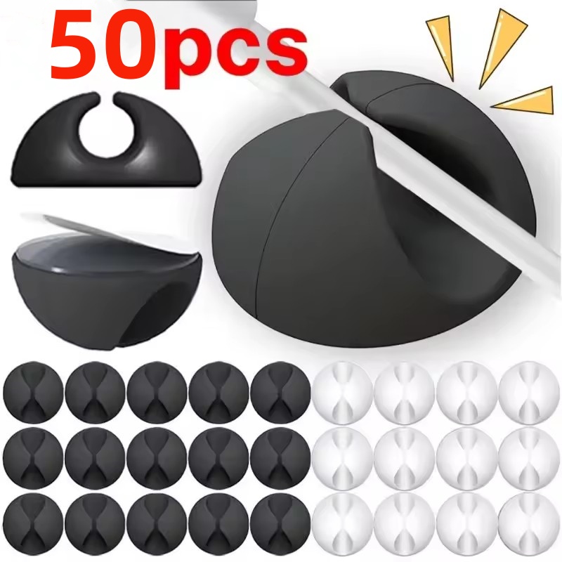 Desk Cable Clip - 5/50Pcs Cable Clip Winder Organizer Round