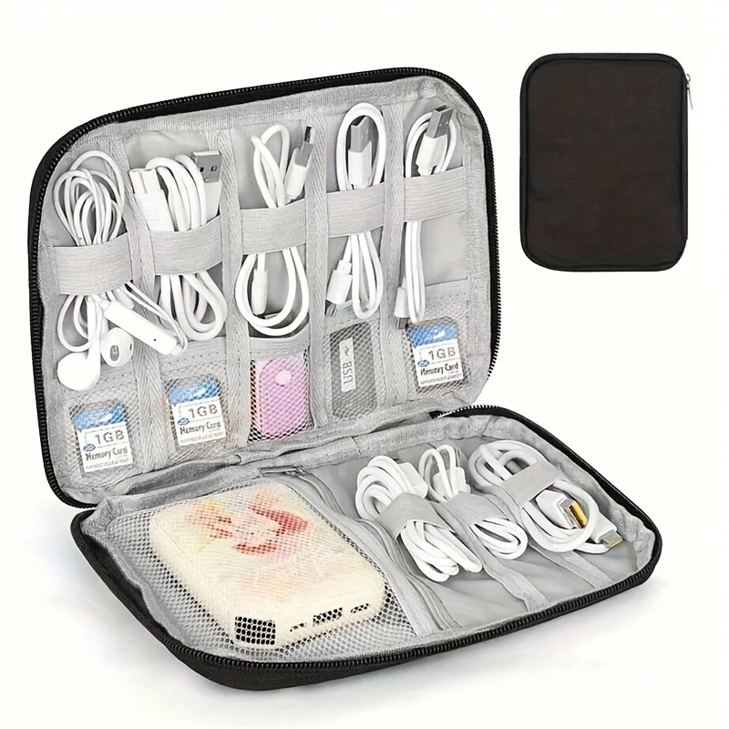 Tech Accessories Travel Organizer Pouch - A Multi-Pocket Electronic Accessories Box -Travel