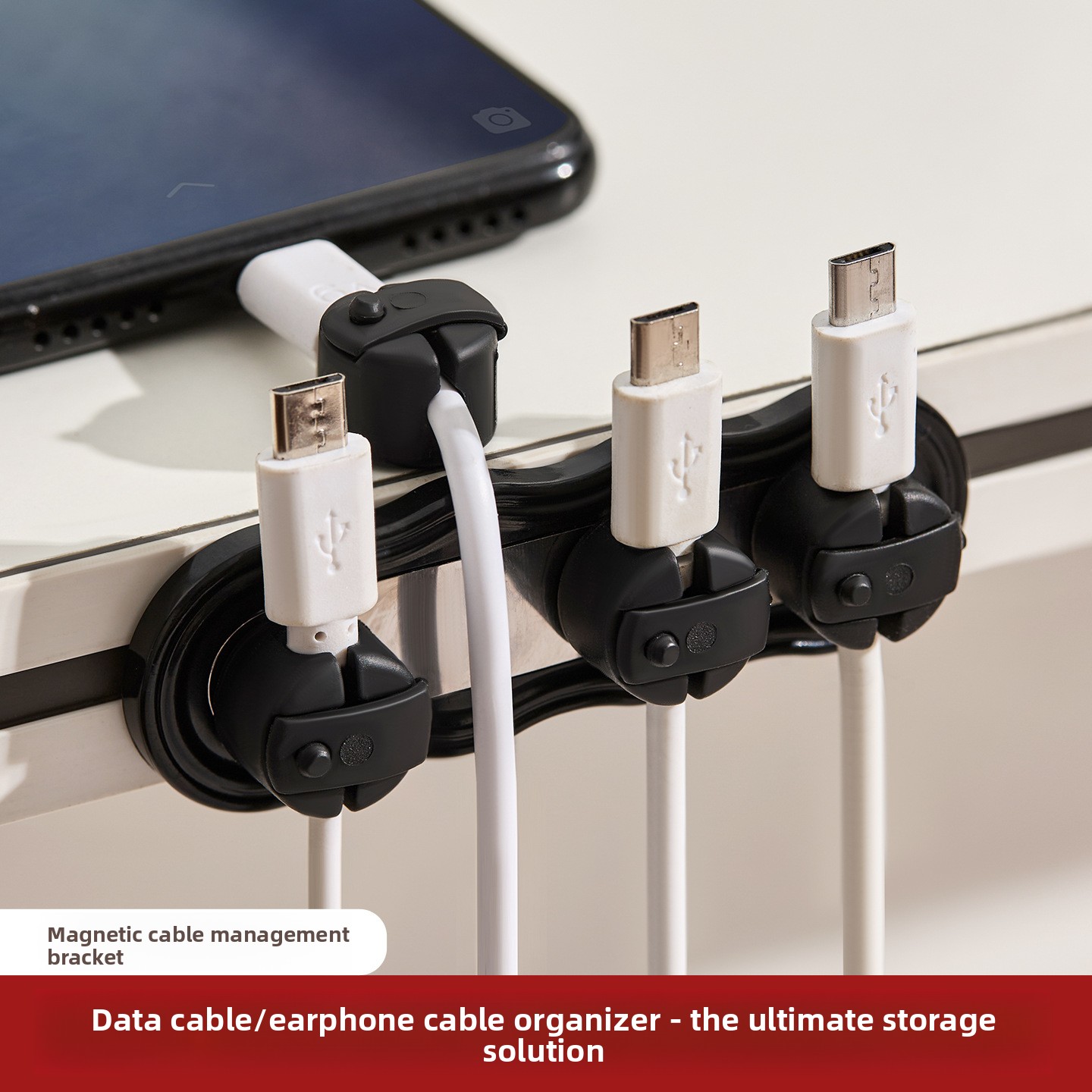 Desk Cable Clip - Magnetic Self-adhesive Cable Organizer No Drill