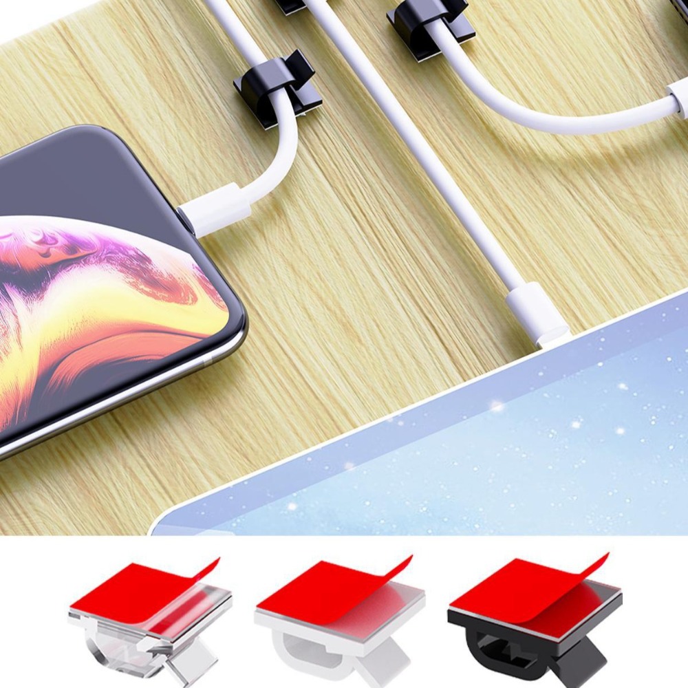 R Shape Transparent Plastic Ca - Desk Cable Clip ulasan dan harga