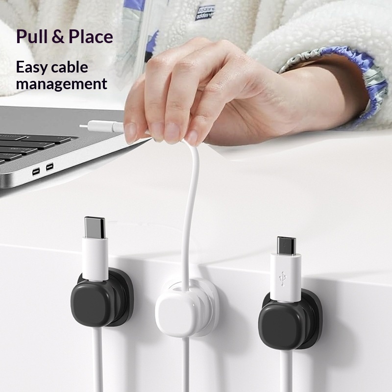 6Pcs Multi Color Rotatable Cab - Desk Cable Clip ulasan dan harga