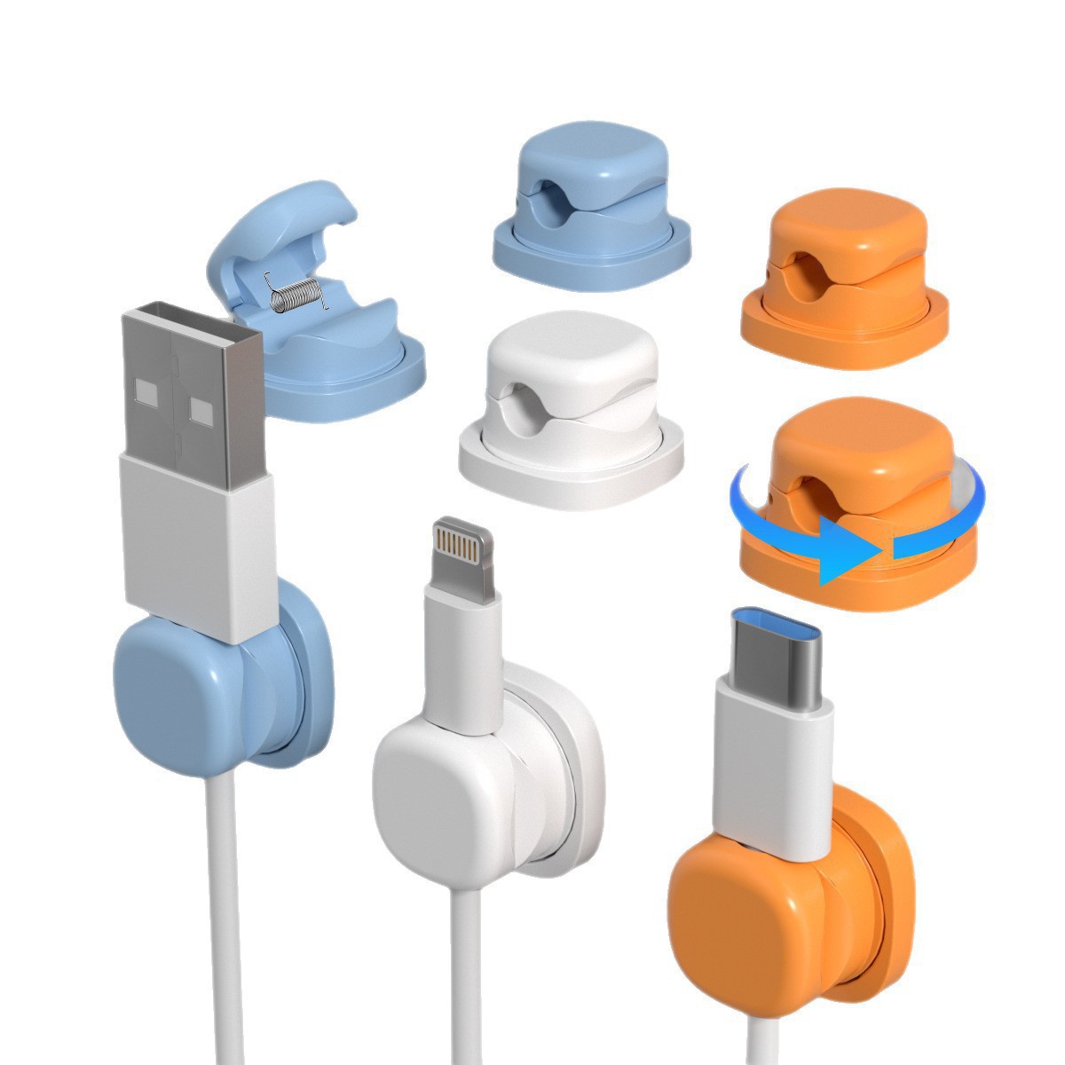 6Pcs Multi Color Rotatable Cab - Desk Cable Clip ulasan dan harga