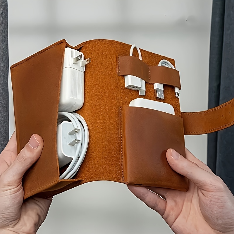 1pc Leather Tech Organizer Pou - Tech Accessories Travel Organizer Pouch ulasan dan harga